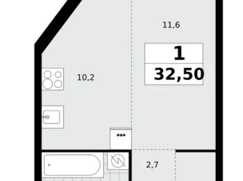 Mieszkanie 1 pokój 33 m² Northern Administrative Okrug, Rosja