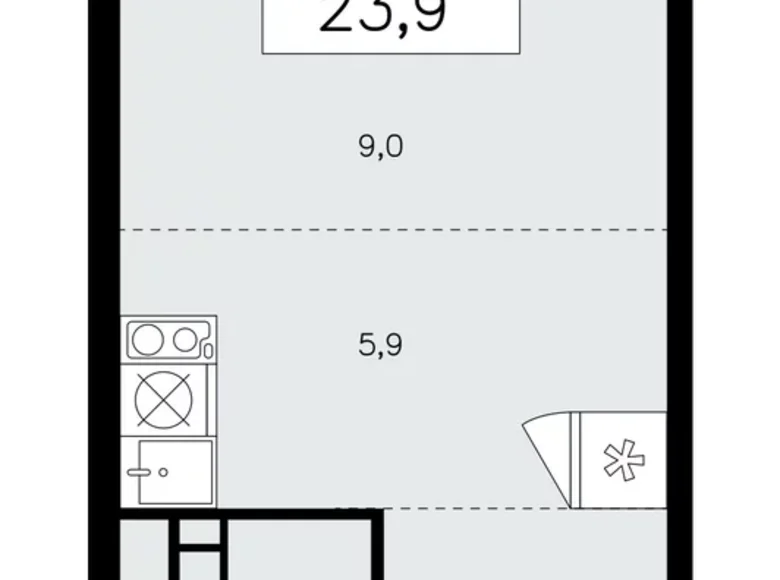 1 room apartment 24 m² Moscow, Russia