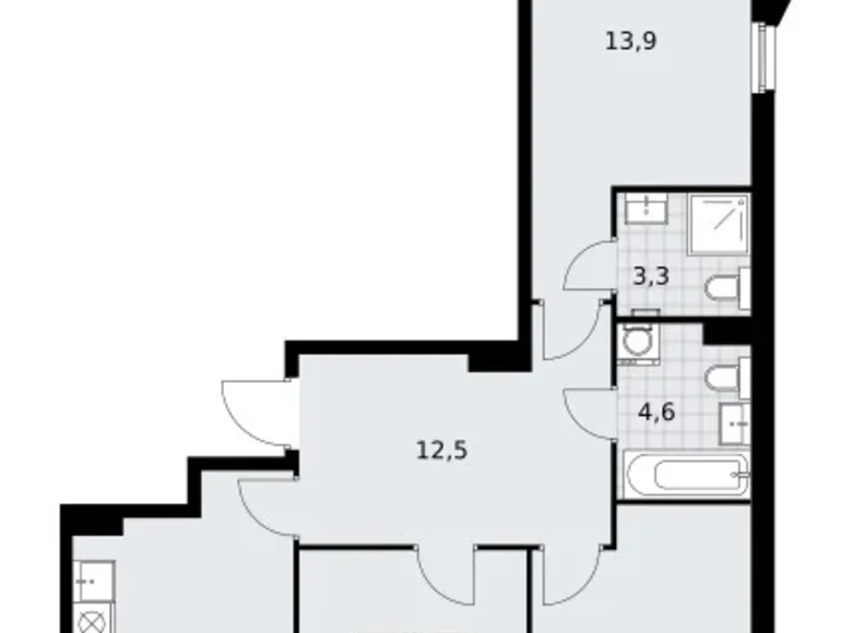 Appartement 3 chambres 72 m² Troïtsk, Russie