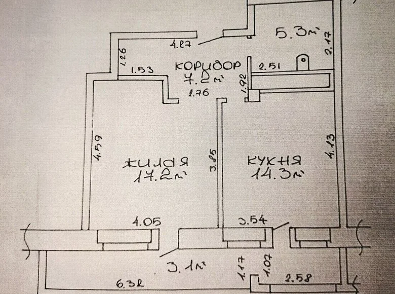 1 room apartment 47 m² Homel, Belarus