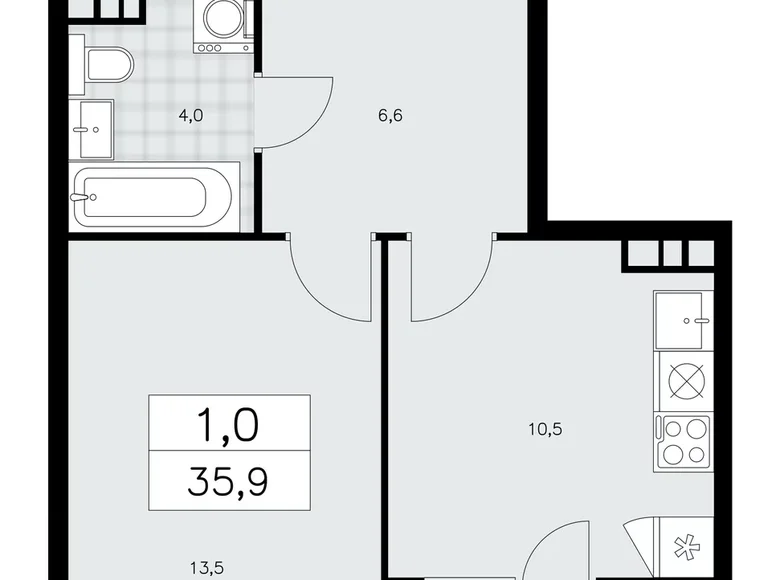 1 room apartment 36 m² poselenie Sosenskoe, Russia