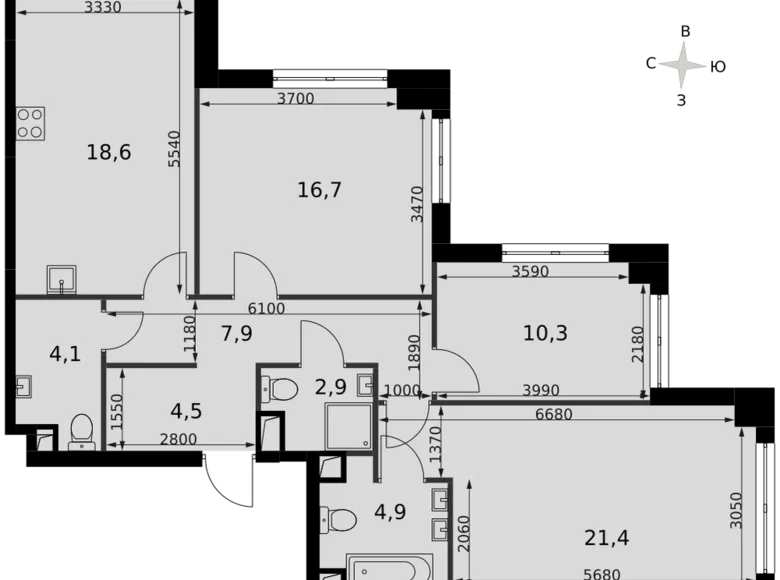 Квартира 3 комнаты 91 м² Северо-Западный административный округ, Россия