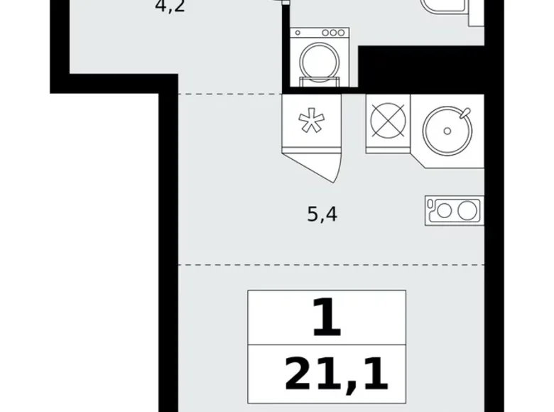 1 room apartment 21 m² poselenie Sosenskoe, Russia