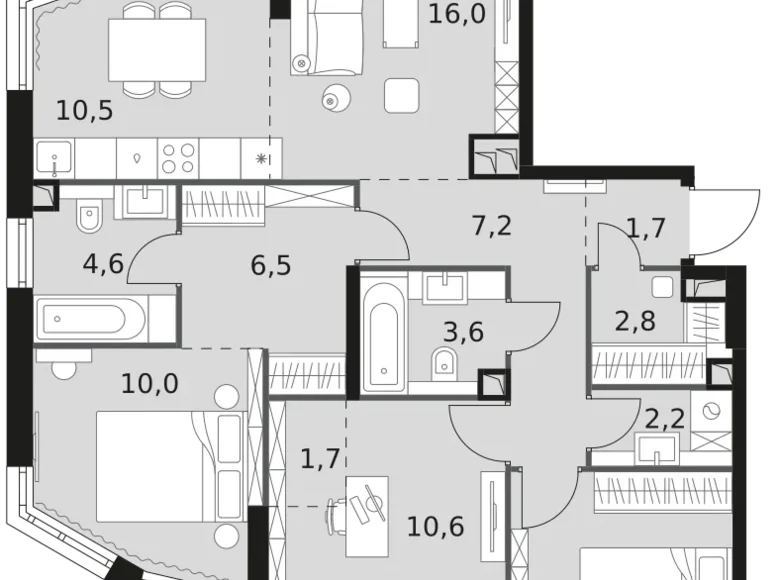 Mieszkanie 4 pokoi 89 m² Moskwa, Rosja