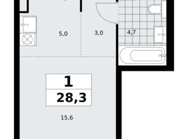 Mieszkanie 1 pokój 28 m² poselenie Sosenskoe, Rosja