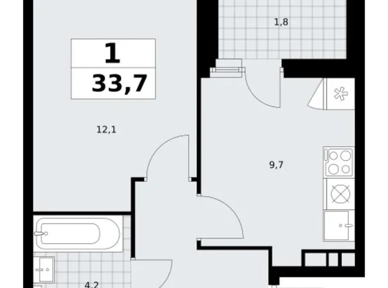 Wohnung 1 zimmer 34 m² poselenie Sosenskoe, Russland