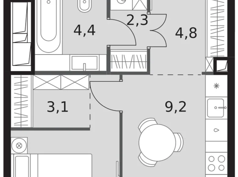 Appartement 1 chambre 37 m² North-Western Administrative Okrug, Fédération de Russie