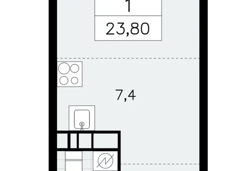 Apartamento 1 habitación 24 m² Moscú, Rusia