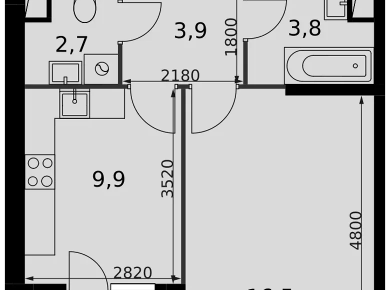 Apartamento 1 habitación 38 m² Razvilka, Rusia