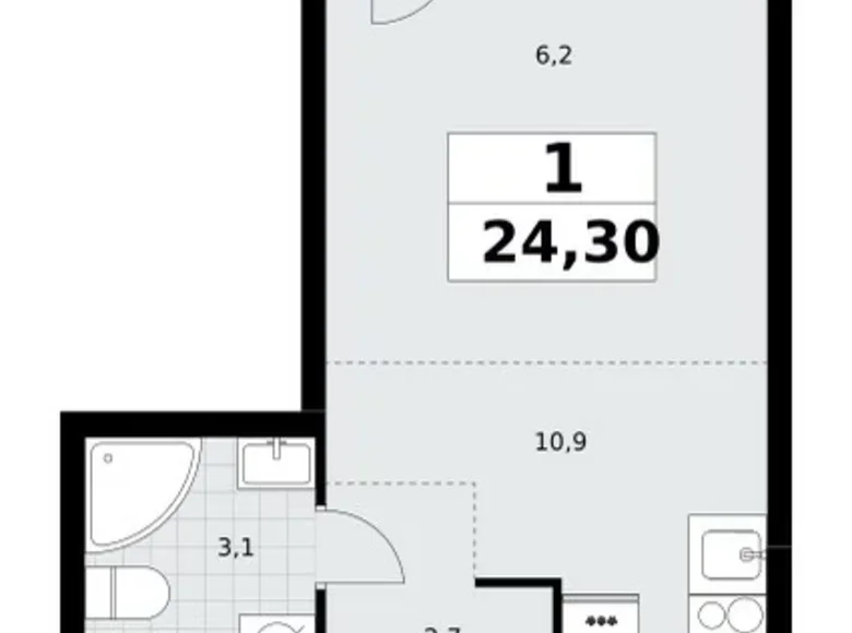 Apartamento 1 habitación 24 m² Postnikovo, Rusia