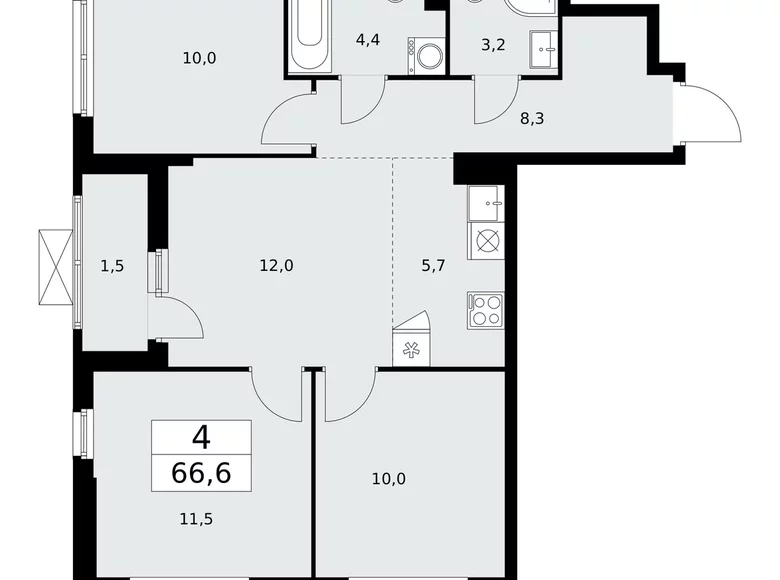 Appartement 4 chambres 67 m² poselenie Sosenskoe, Fédération de Russie