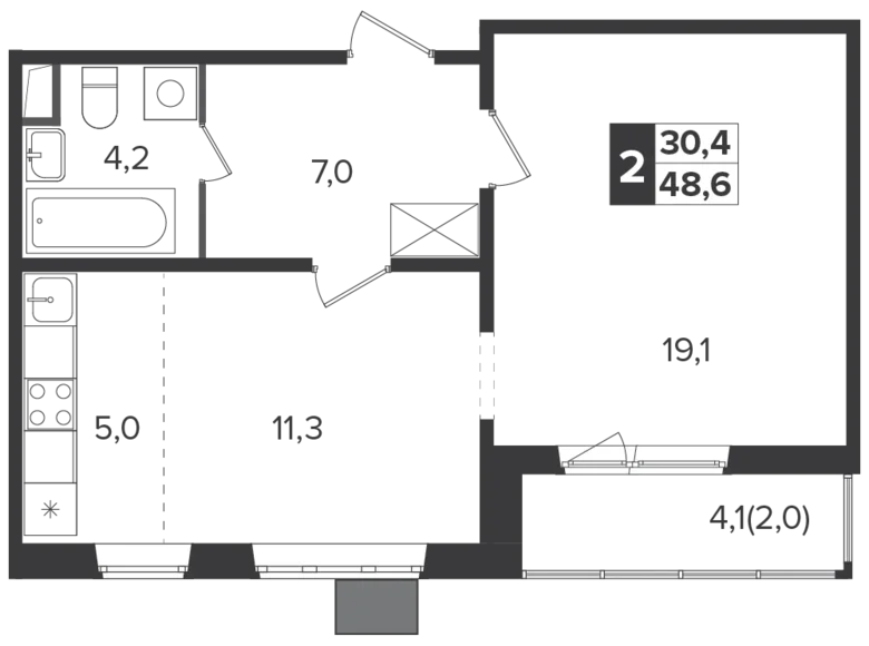 Appartement 2 chambres 48 m² Leninsky District, Russie
