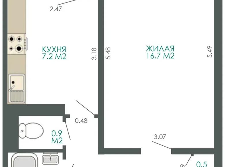 Квартира 1 комната 34 м² Минск, Беларусь