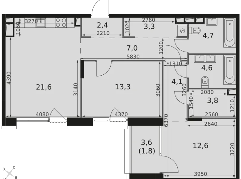 3 room apartment 79 m² Rostokino District, Russia