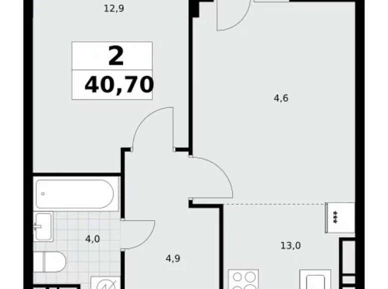 2 room apartment 41 m² Postnikovo, Russia