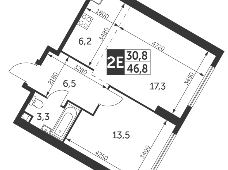 Appartement 2 chambres 47 m² Konkovo District, Fédération de Russie