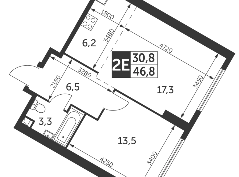 Квартира 2 комнаты 47 м² район Коньково, Россия