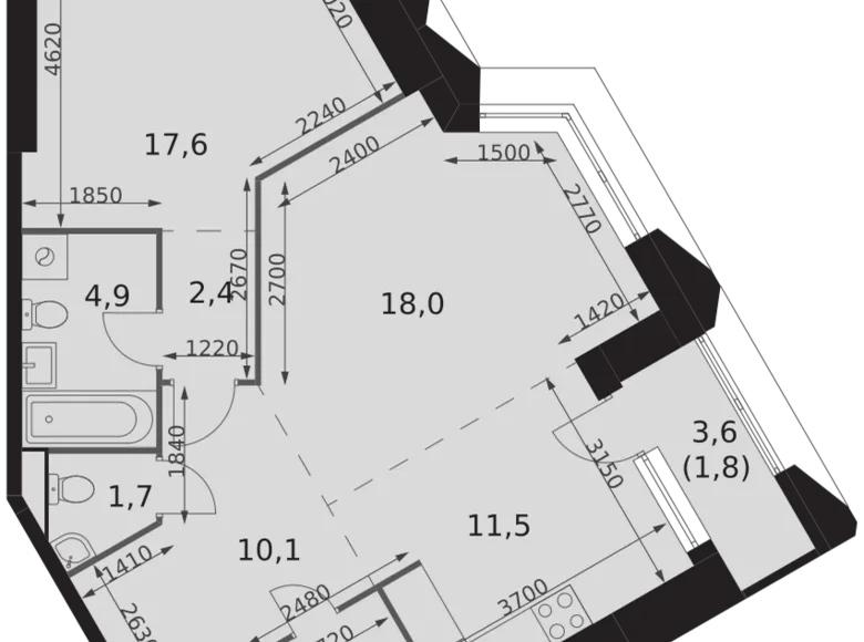 Apartamento 2 habitaciones 71 m² Konkovo District, Rusia