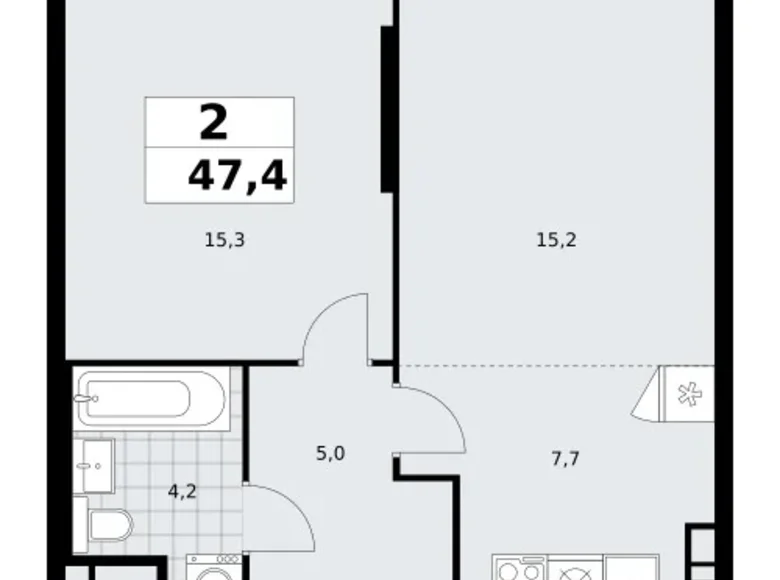 Appartement 2 chambres 47 m² poselenie Sosenskoe, Fédération de Russie