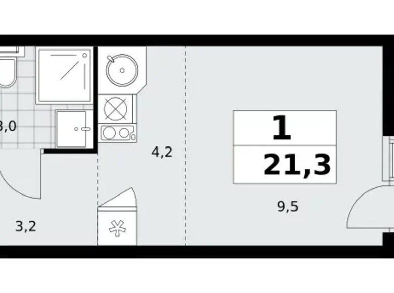 Apartamento 1 habitación 21 m² Moscú, Rusia