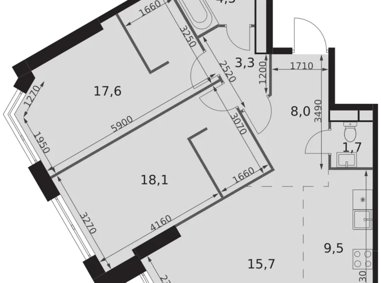 Mieszkanie 3 pokoi 78 m² Konkovo District, Rosja