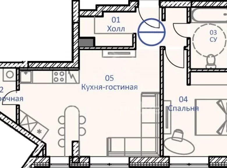 Appartement 2 chambres 58 m² District fédéral central, Fédération de Russie