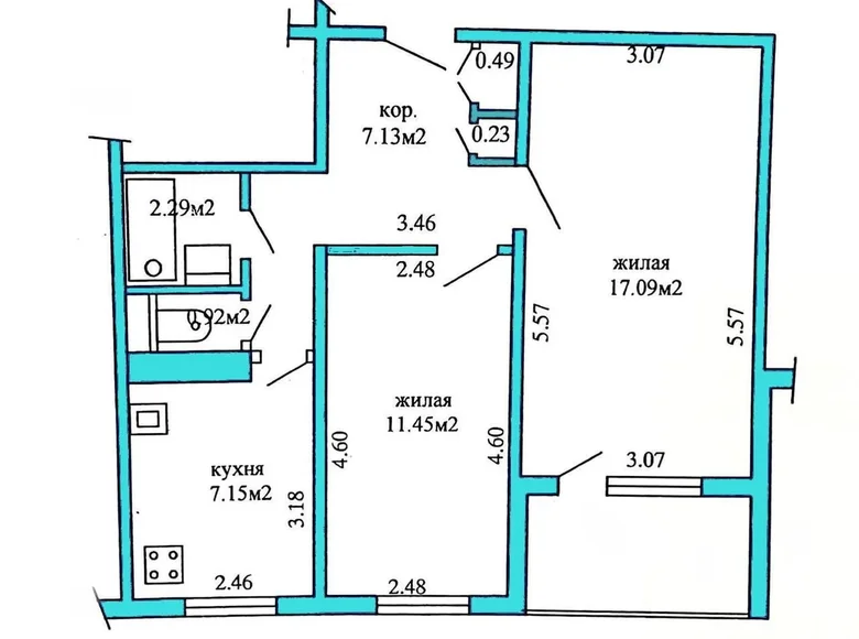 Mieszkanie 2 pokoi 51 m² Mińsk, Białoruś