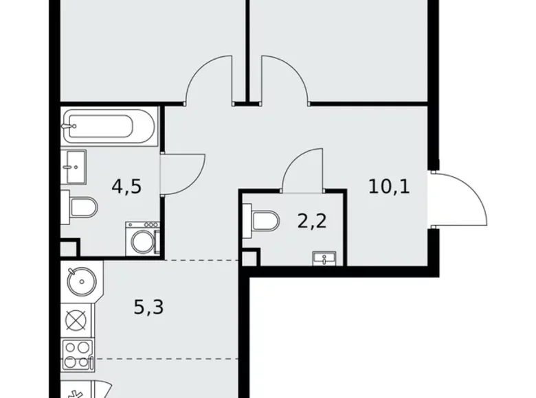 Apartamento 3 habitaciones 64 m² Moscú, Rusia