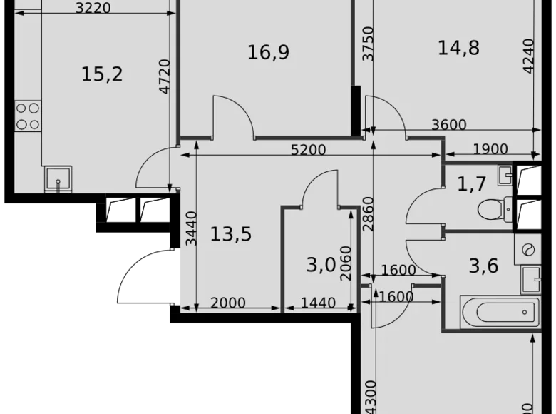 Apartamento 3 habitaciones 84 m² Razvilka, Rusia