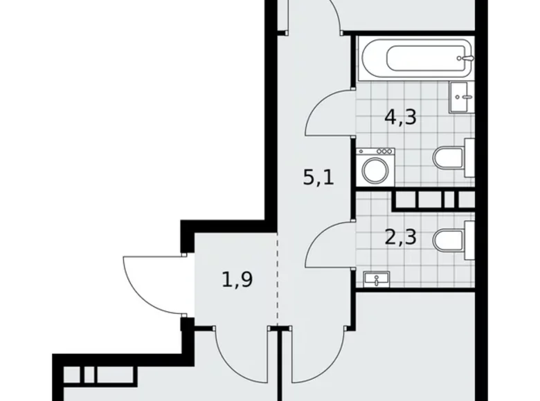 Квартира 2 комнаты 51 м² поселение Сосенское, Россия