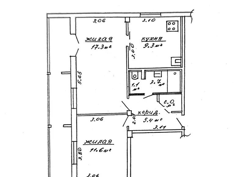 2 room apartment 57 m² Minsk, Belarus