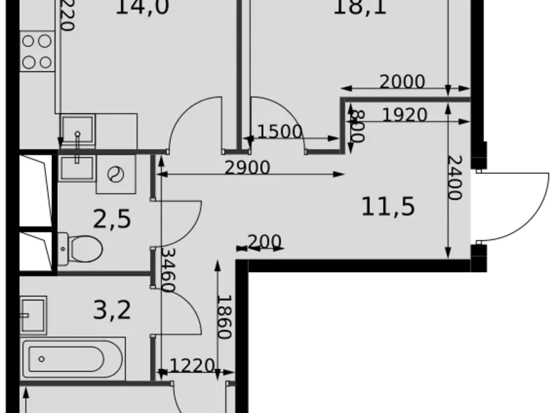 Appartement 2 chambres 64 m² Razvilka, Fédération de Russie