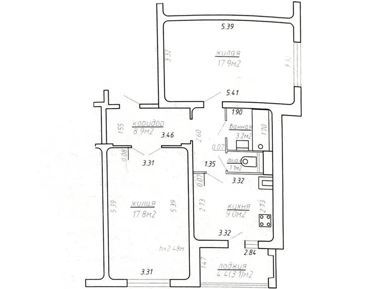 Mieszkanie 2 pokoi 61 m² Mińsk, Białoruś