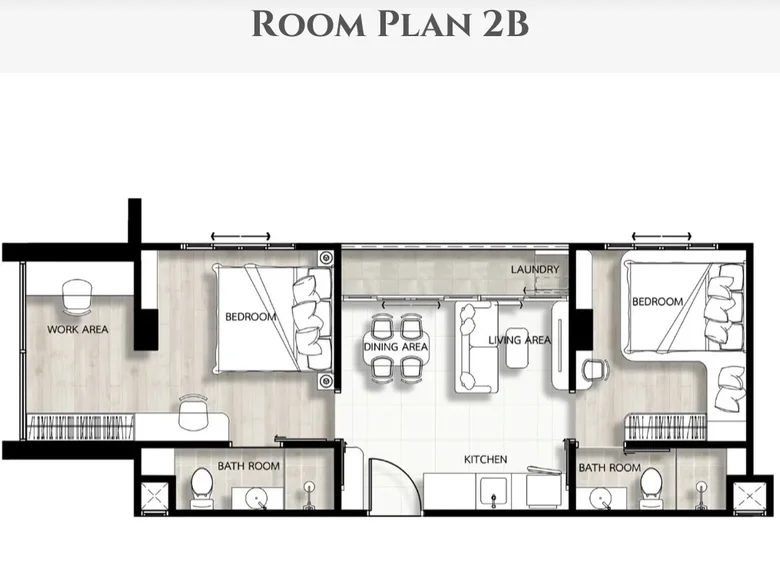 Квартира 2 спальни 47 м² Пхукет, Таиланд