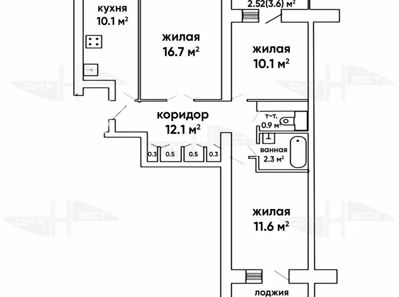 3 room apartment with double glazed windows for sale in Minsk, Belarus
