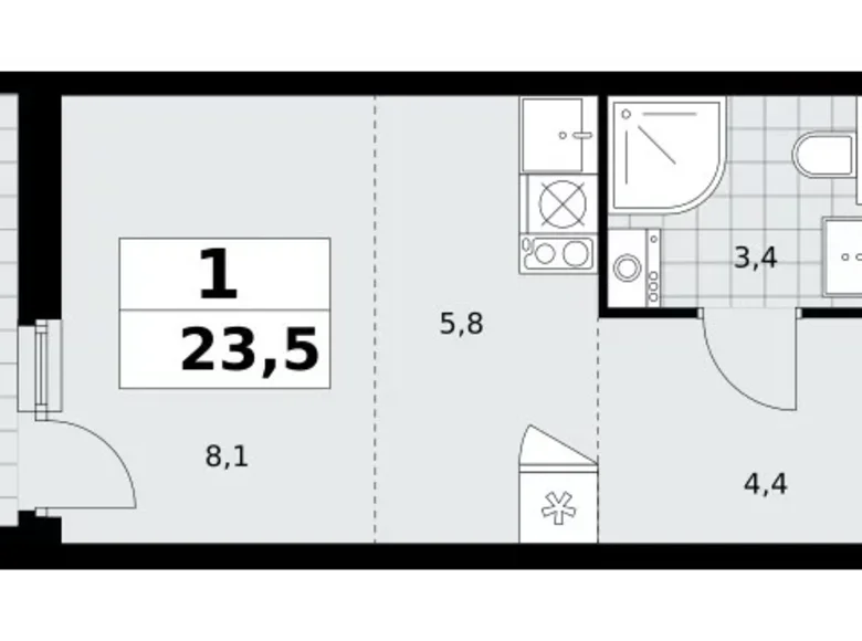 Apartamento 1 habitación 24 m² poselenie Sosenskoe, Rusia