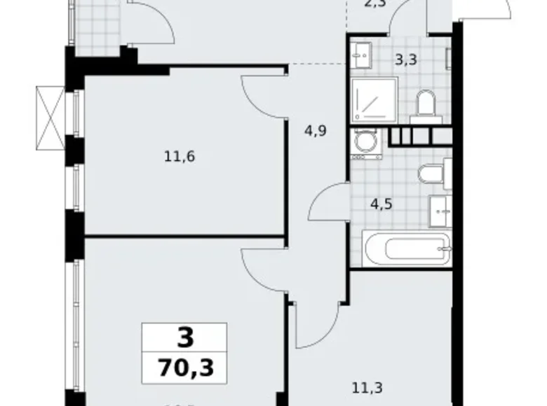 Mieszkanie 3 pokoi 70 m² South-Western Administrative Okrug, Rosja