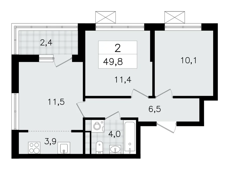 3 room apartment 50 m² Vsevolozhsk, Russia