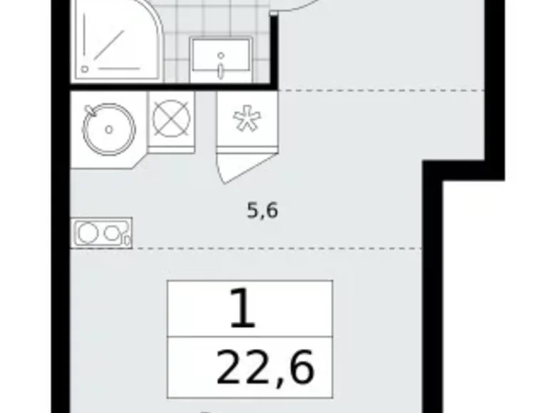 Mieszkanie 1 pokój 23 m² poselenie Sosenskoe, Rosja