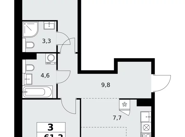 Wohnung 3 Zimmer 61 m² poselenie Sosenskoe, Russland