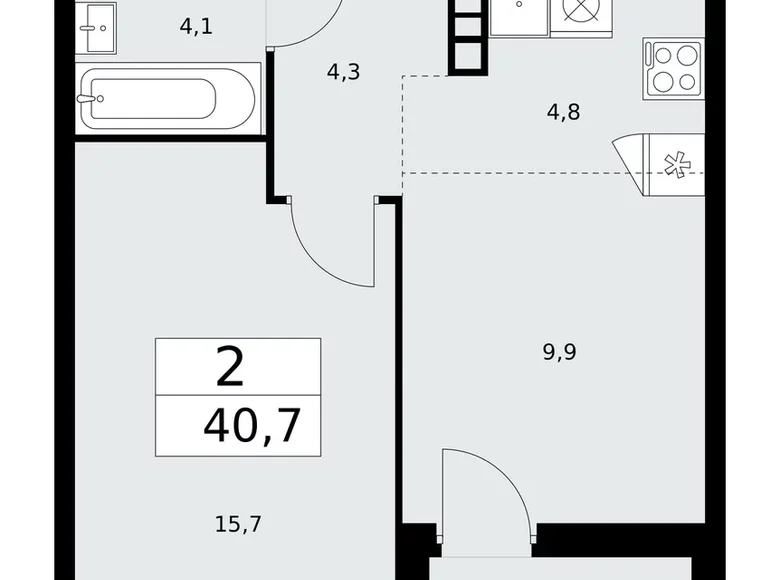 Appartement 2 chambres 41 m² poselenie Sosenskoe, Fédération de Russie