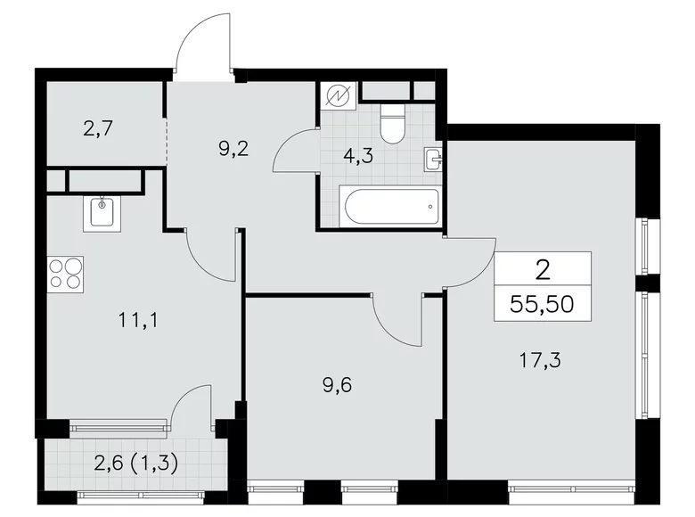Apartamento 2 habitaciones 56 m² South-Western Administrative Okrug, Rusia