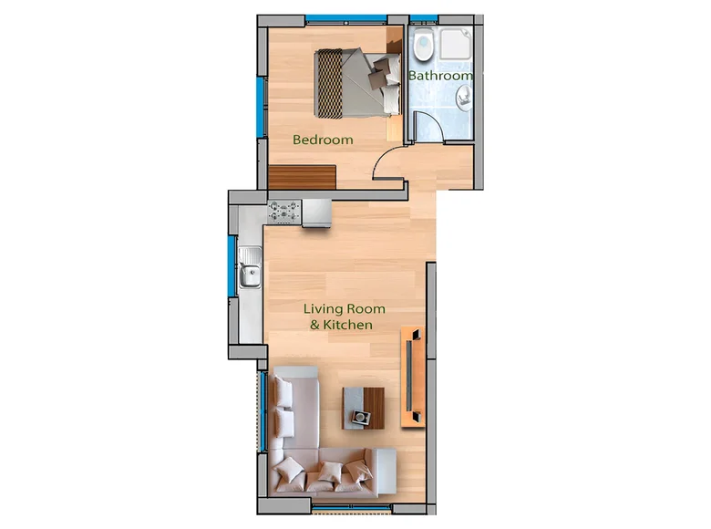 2 room apartment 103 m² Trikomo, Northern Cyprus