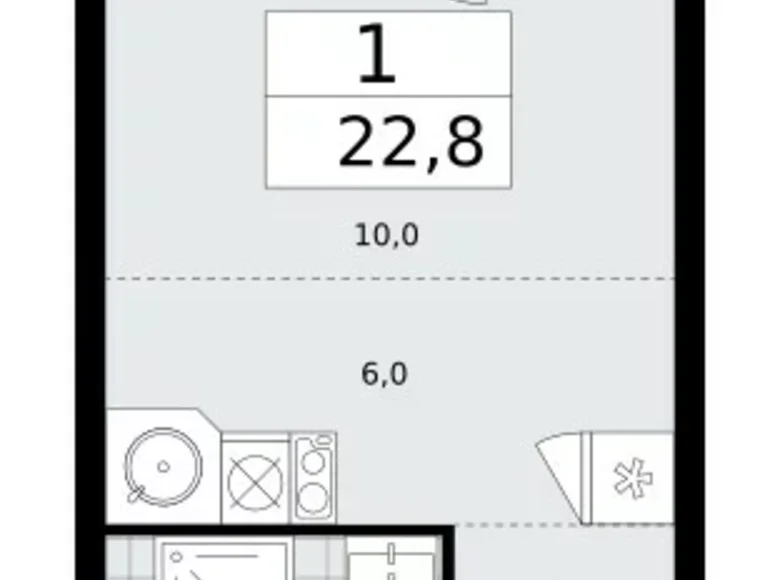 Apartamento 1 habitación 23 m² Moscú, Rusia