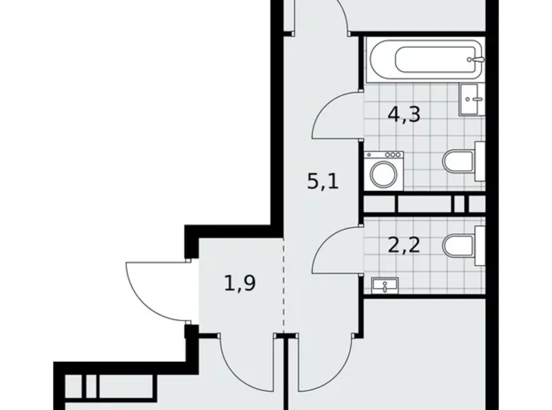 Apartamento 2 habitaciones 51 m² poselenie Sosenskoe, Rusia