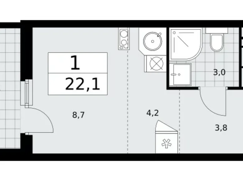 Appartement 1 chambre 22 m² poselenie Sosenskoe, Fédération de Russie