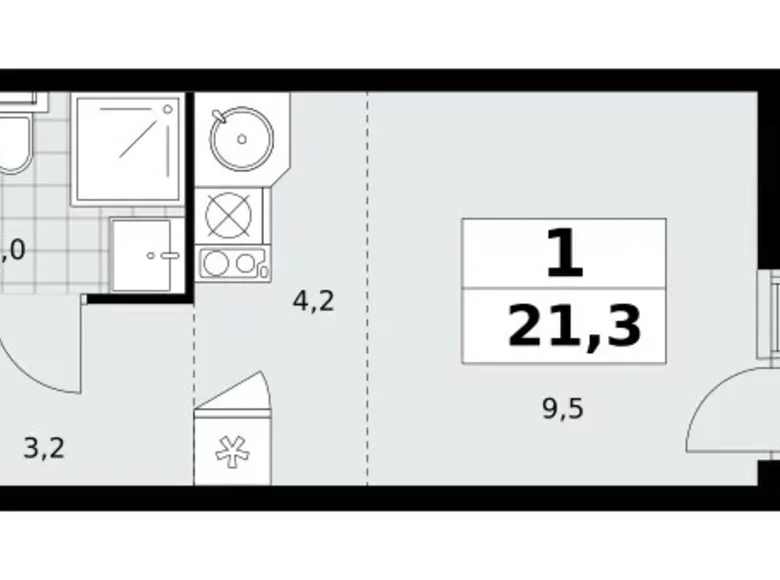 Mieszkanie 1 pokój 21 m² Moskwa, Rosja