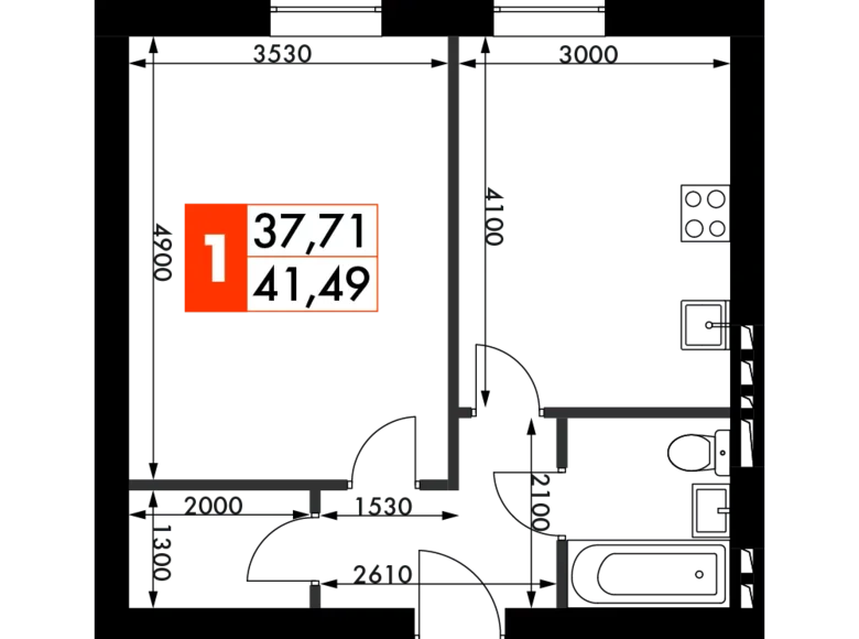 Квартира 1 комната 41 м² Наро-Фоминский городской округ, Россия