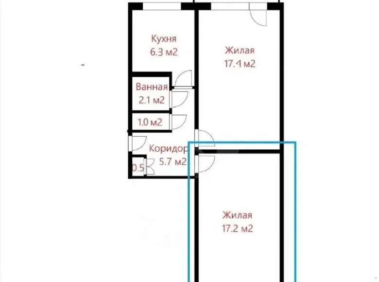 Квартира 2 комнаты 51 м² Минск, Беларусь