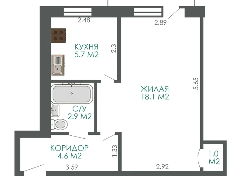 Apartamento 1 habitación 33 m² Minsk, Bielorrusia